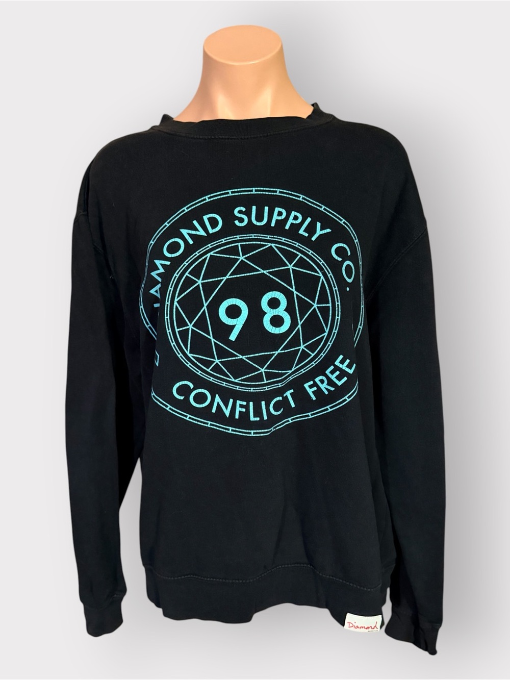 Diamond Supply Co Womens Black Graphic Pullover Crewneck Sweatshirt No Size Flaw